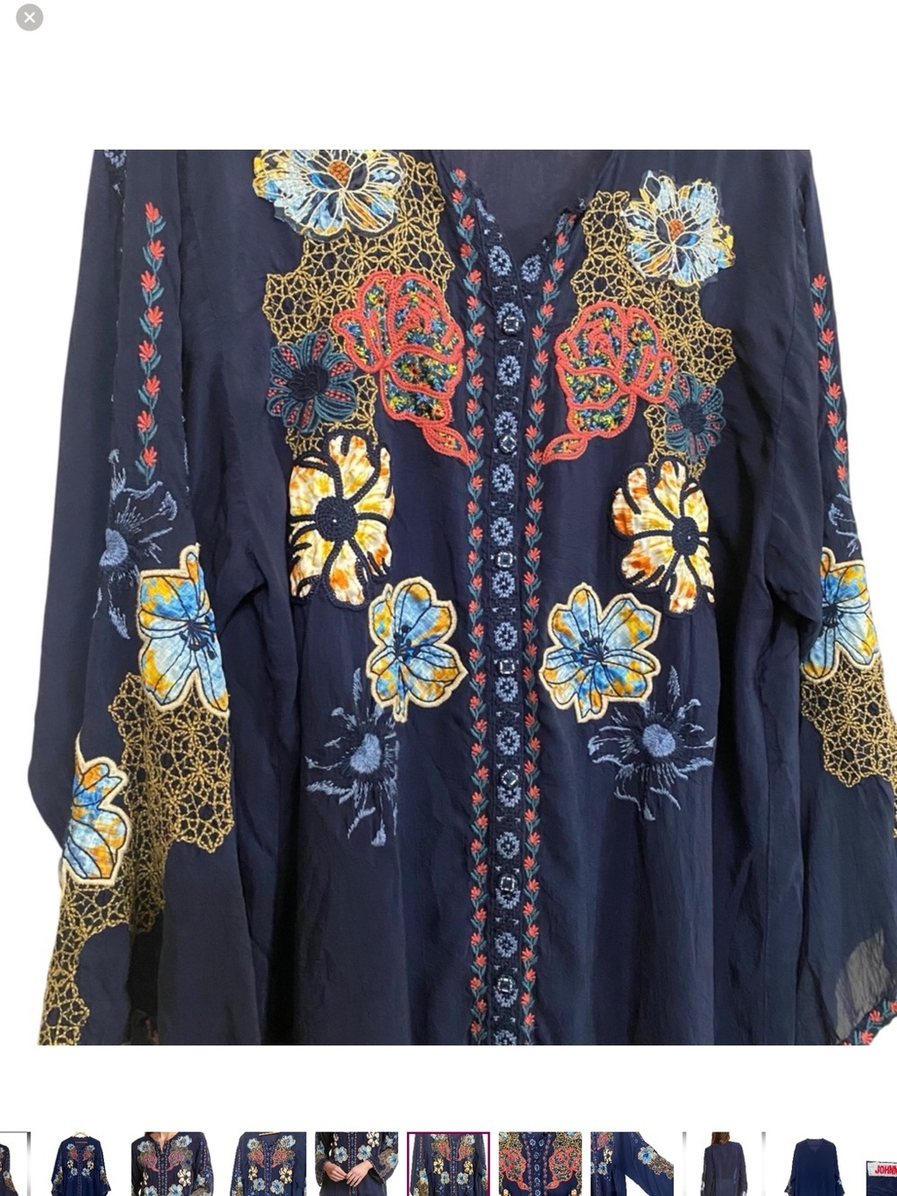 Johnny Was Navy Tunic w/drawstring Size Large BRAND NEW WITH TAGS! - Picture 6 of 9